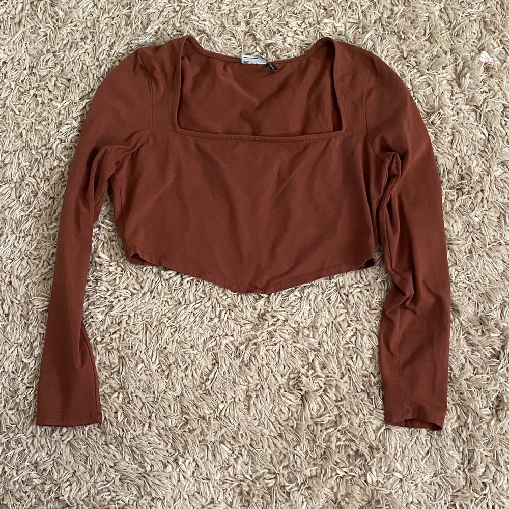 ASOS Rust Long Sleeve Crop Top